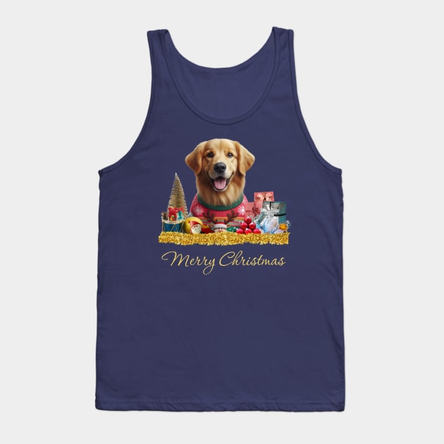 Merry Christmas Golden Retriever Tank Top by The Artful Barker